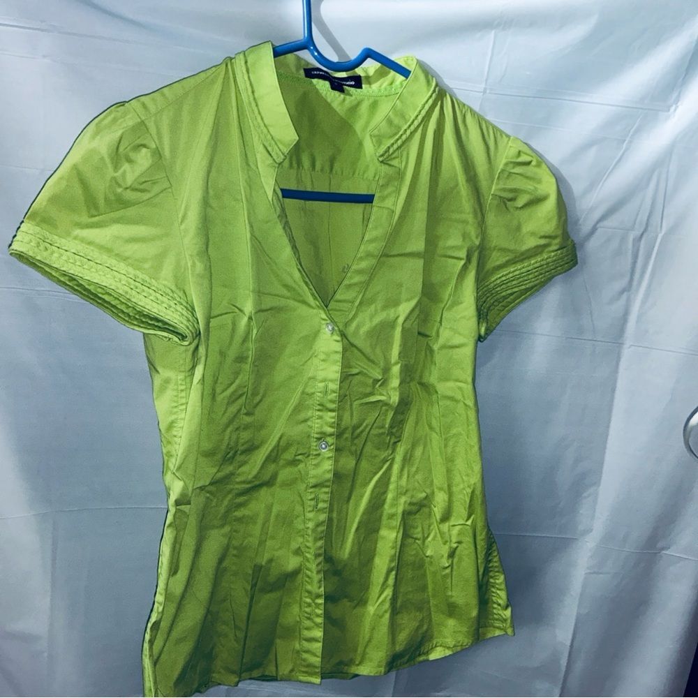 Preloved Express Button Down Short Sleeve Lime Green size Small